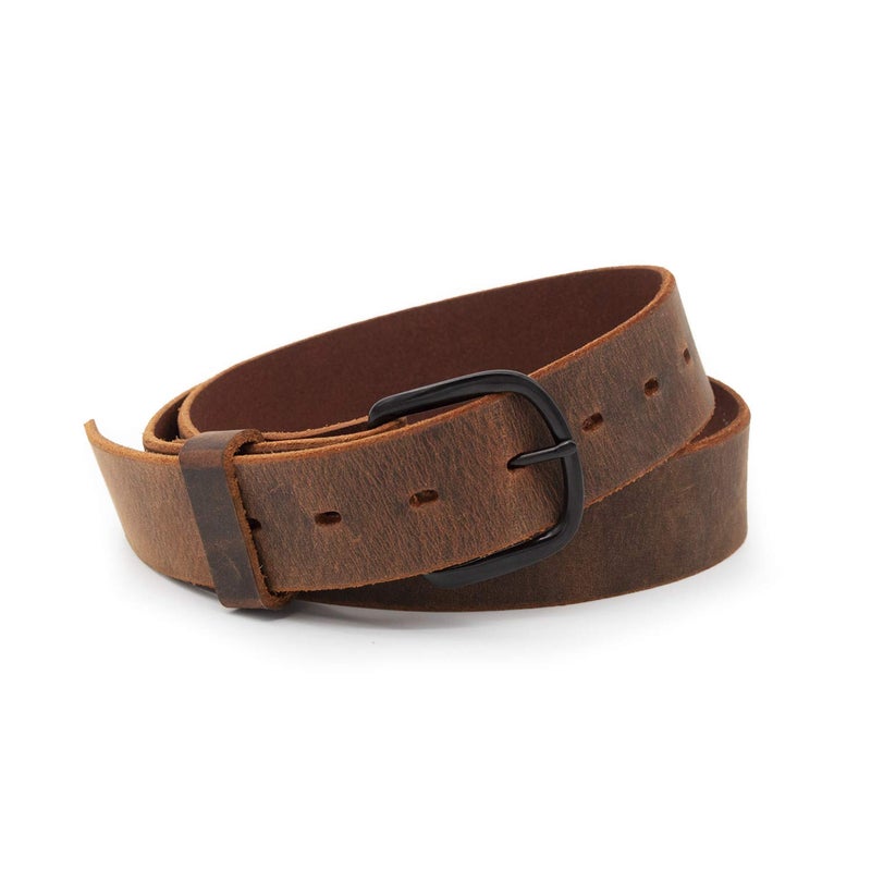 Main Street Forge Bootlegger Leather Belt | Made in USA | Brown with Black Buckle - 40 - Image 1
